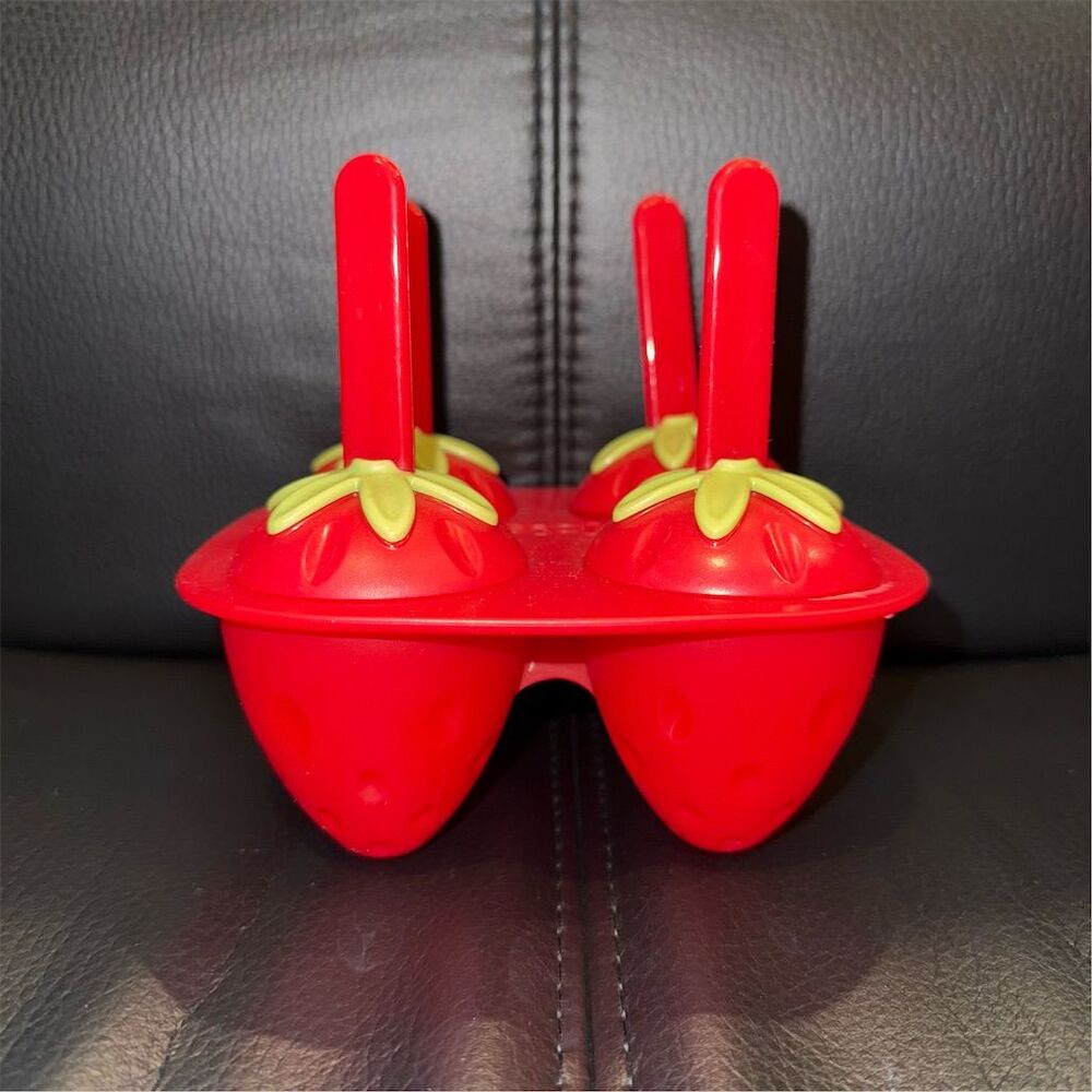 Joie Strawberry Freeze Pops Mold Set Red Reusable 4-Piece